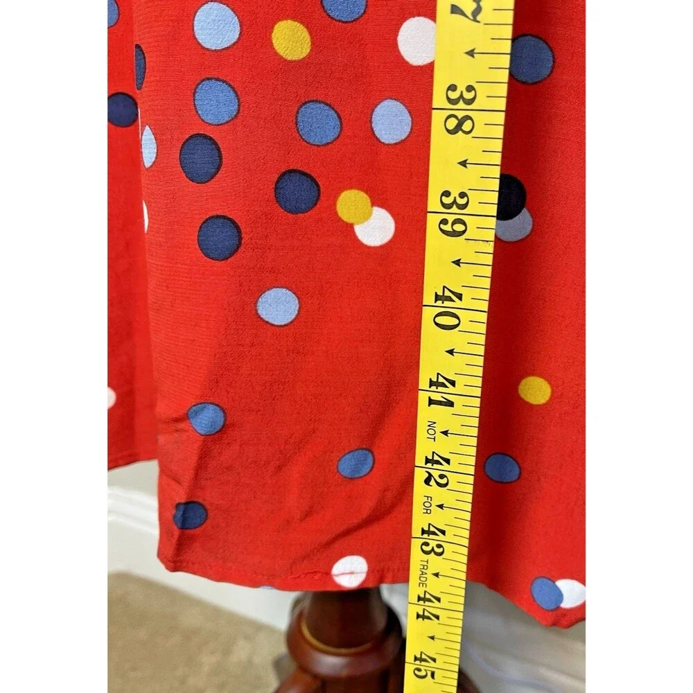 Boden NEW fit & flare round neck red colored dot lined dress sz 12L city classic - Picture 8 of 10